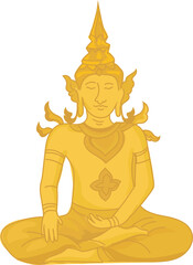 meditating buddha statue vector illustration for Thai Buddhist culture, temple decoration, spiritual or meditation themes