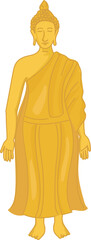 classic thai standing buddha vector illustration for Thai Buddhist culture, temple decoration, spiritual or meditation themes