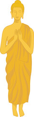 buddha with left hand raised vector illustration for Thai Buddhist culture, temple decoration, spiritual or meditation themes