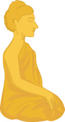 side sitting buddha vector illustration for Thai Buddhist culture, temple decoration, spiritual or meditation themes