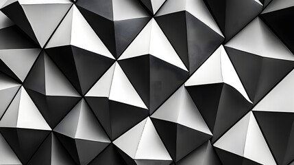 Obraz premium Abstract geometric pattern of black and white triangles creating a textured surface