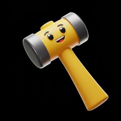 Happy Yellow Mallet with Gray Pads and Smiling Face 