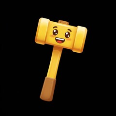 Adorable Yellow Mallet with Smiling Face and Blushing Cheeks on Black Background