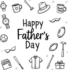 Obraz premium Hand Drawn Father’s Day Doodle Set | Black and White Icons