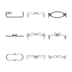 Obraz premium Collection of Decorative Black and White Frames with Bows and Swirls
