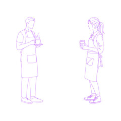 barista with coffee lineart illustration