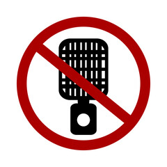 Sign prohibiting microphone on white background. Vector illustration.