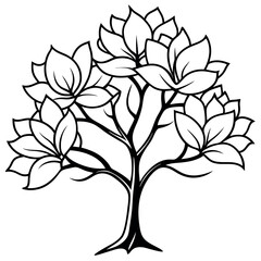 Black and White Magnolia Tree Side Profile Wide Base 1