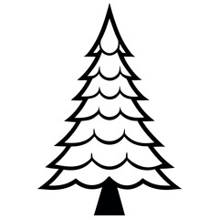 Black Line Art Symmetrical Fir Tree Cone Shape vector 2
