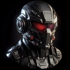 Futuristic Soldier Helmet with Tech Enhancements and Glowing Red Eye – Transparent Background
A cutting-edge combat helmet design for science fiction environments, rendered in clean lighting 