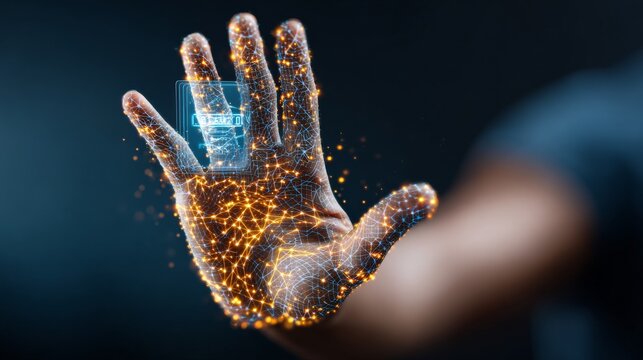 Innovative technology displaying holographic data virtual environment digital art futuristic viewpoint