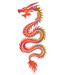 Obraz premium Traditional Red Chinese Dragon vector illustration. 2025 chinees dragon year symbol. Zodiac Symbol design. Vector template for greeting card, poster, invitation