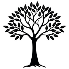 Obraz premium Black Silhouette Olive Tree White Background Simple Design