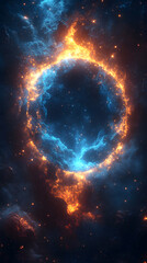 Obraz premium Cosmic Ring of Fire Illuminating a Nebula in Space