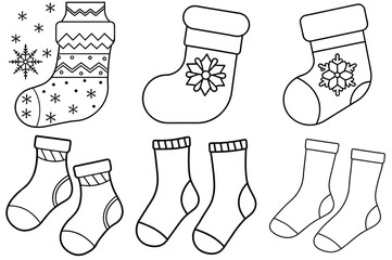 Stockings outline vector illustration isolated on white background.