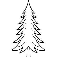 Simple Line Drawing of a Fir Tree with Narrow Leaves