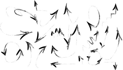 Hand-Drawn Black Arrows Set – Sketch Style Vector Arrows on White Background

