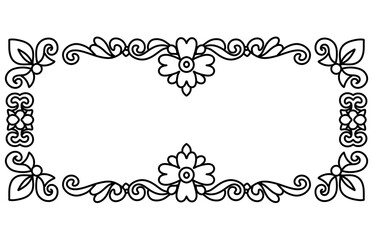 Ornamental black Frame Design with Symmetrical Floral Patterns and Decorative Style