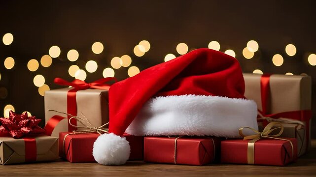 Festive Gifts with Hat and Lights for Holiday Season