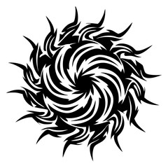 Abstract black and white tribal sun design for tattoo art print