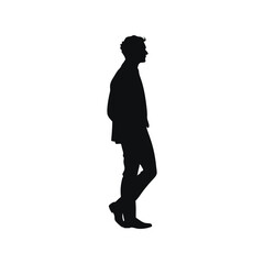Young man silhouette vector illustration. Male profile avatar icon for user, identity, or character design

