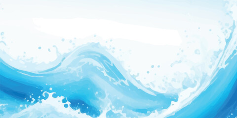 Soft Ocean Horizon with Aqua Teal Shades and White Text Area for Professional Layouts. Blue Aqua Water Wave with Subtle Mist Texture and Artistic Foam Effect for Website Design