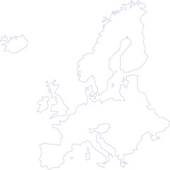 Outline of Europe Continent with Administrative Borders
