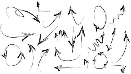 Hand-Drawn Black Arrows Set – Sketch Style Vector Arrows on White Background

