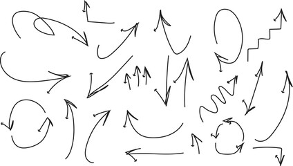 Hand-Drawn Black Arrows Set – Sketch Style Vector Arrows on White Background

