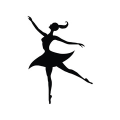 Dancer Silhouette Vector Illustration – Ballet Girl Pose Clipart, Elegant Female Dance Black Outline   © azad