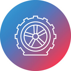 Flat Tire Line Gradient Circle Background Icon