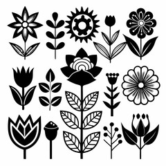 set of floral elements