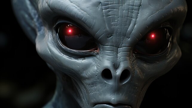 Fantasy alien face. 3D illustration. Humanoid. Alien. Sci Fi Concept With Copy Space.