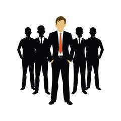 Business People Silhouette Vector Illustration – Corporate Team Group Icon, Professional Office Workers Clipart
