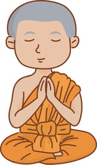 smiling meditating buddha vector illustration for Buddhist content, monk training, or kid learning design