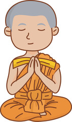 side sitting buddha vector illustration for Buddhist content, monk training, or kid learning design