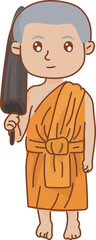 traditional thai monk vector illustration for Buddhist content, monk training, or kid learning design