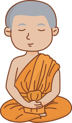 one-hand gesture buddha vector illustration for Buddhist content, monk training, or kid learning design