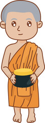 buddha walking with shadow vector illustration for Buddhist content, monk training, or kid learning design