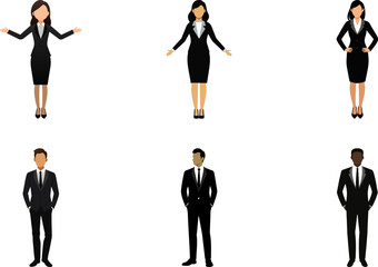 Fototapeta premium Business People Avatar Vector Set – Man and Woman Profile Portraits, Corporate User Icons, Professional Faces