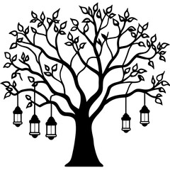 Enchanted Tree with Glowing Lanterns
