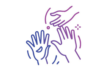 Fototapeta premium abstract art minimalist illustration blue line colorful hand prints