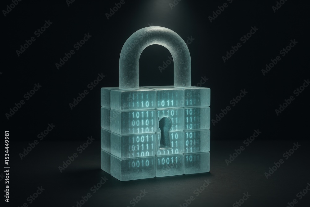 Aufkleber Digital Lock with Binary Code Design Representing Cybersecurity and Data Protection