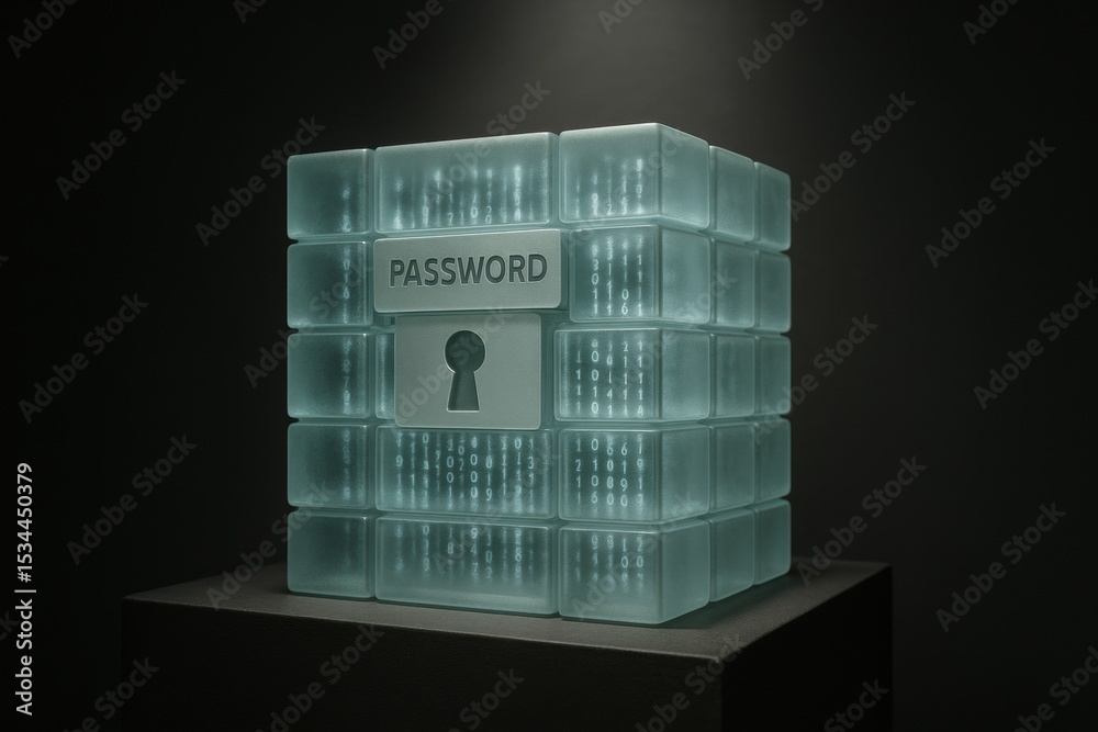 Poster a glowing password vault with keyhole design in a dark setting