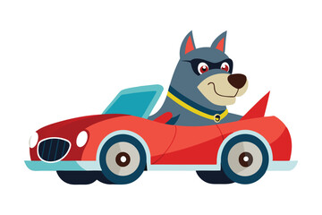 A cool bully dog driving on super car vector illustration on white background
