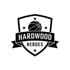 Hardwood Heroes Basketball T-Shirt Design Black Vector – Sports Team Graphic