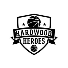 Hardwood Heroes Basketball T-Shirt Design Black Vector – Sports Team Graphic