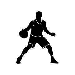 Basketball Player Silhouette Vector Illustration – Sports Athlete Action Pose, Slam Dunk Icon