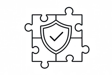 A Minimalist Illustration of a Shield Integrated with Puzzle Pieces Symbolizing Security and Protection
