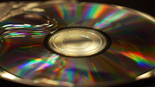 Closeup Rainbow CD Surface Reflection Digital Data Storage, y2k 